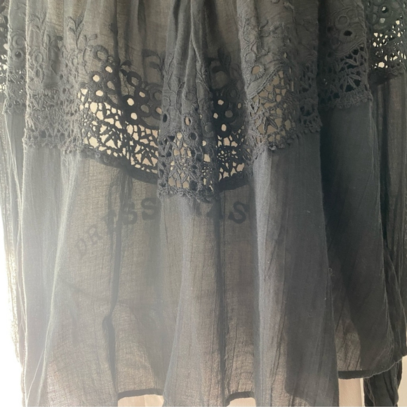 Free People Abigail Victorian Eyelet Lace Long Sleeve Blouse Black - XS - Picture 8 of 14